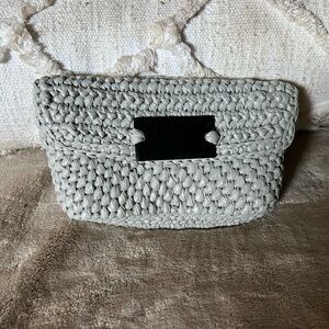 Elegant Gray Woven Clutch